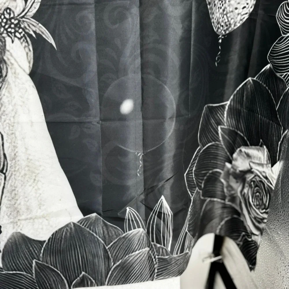 Till Death Do Us Part Skeleton Wedding Tapestry Black White Goth Wall Hanging